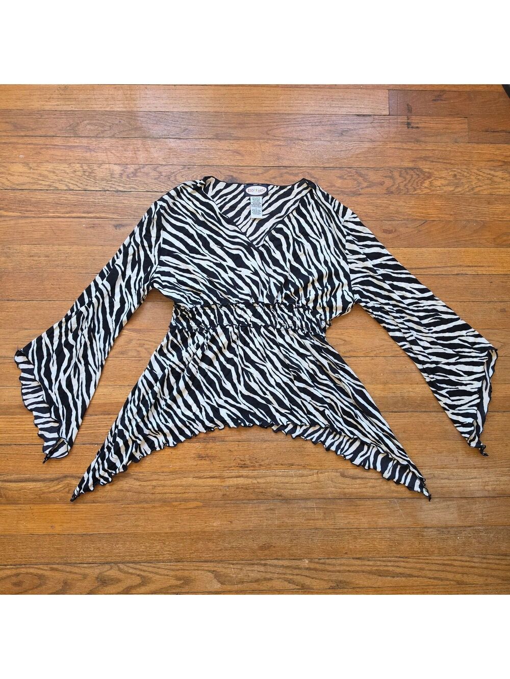 2000s y2k Zoey Beth zebra print statement top